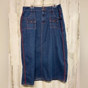 Crest Jeans Blue Red Denim Maxi Skirt 15/16